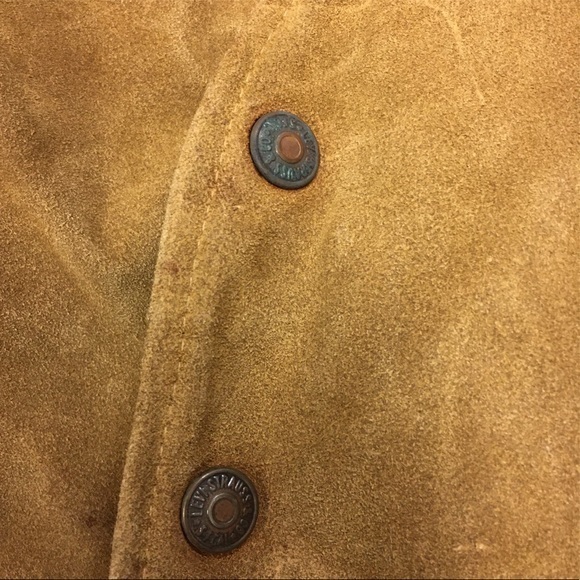 LEVI'S Vintage Suede Leather Tan Vest Orange Tap L - Picture 11 of 16
